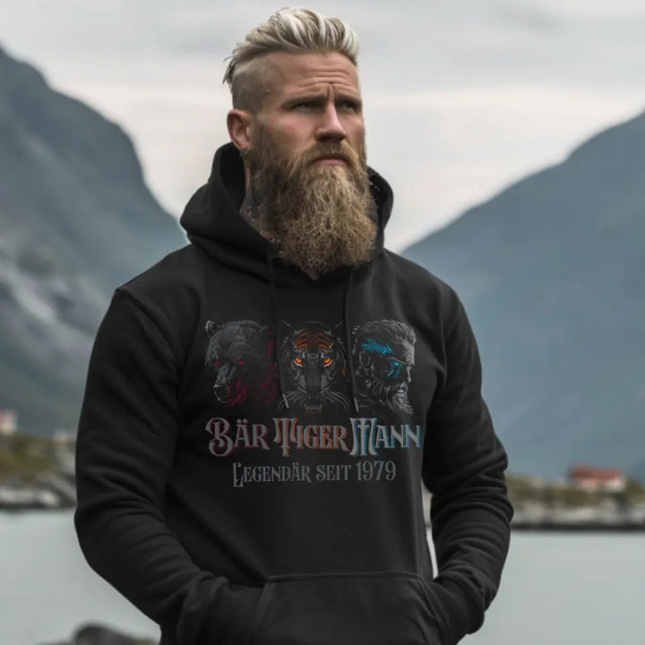 Bär Tiger Mann Bio Hoodie