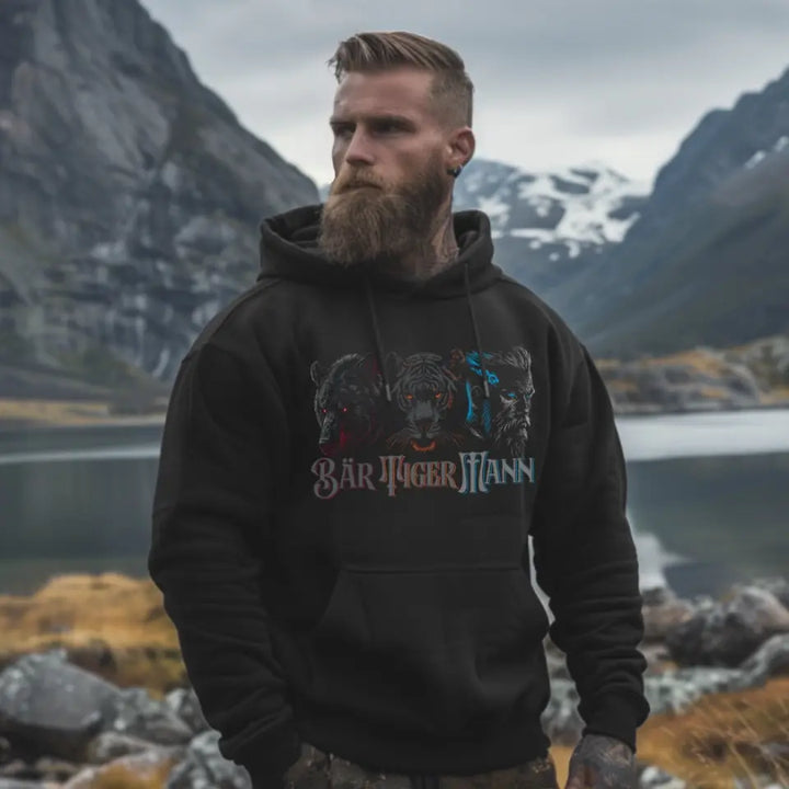 Bär Tiger Mann Bio Hoodie